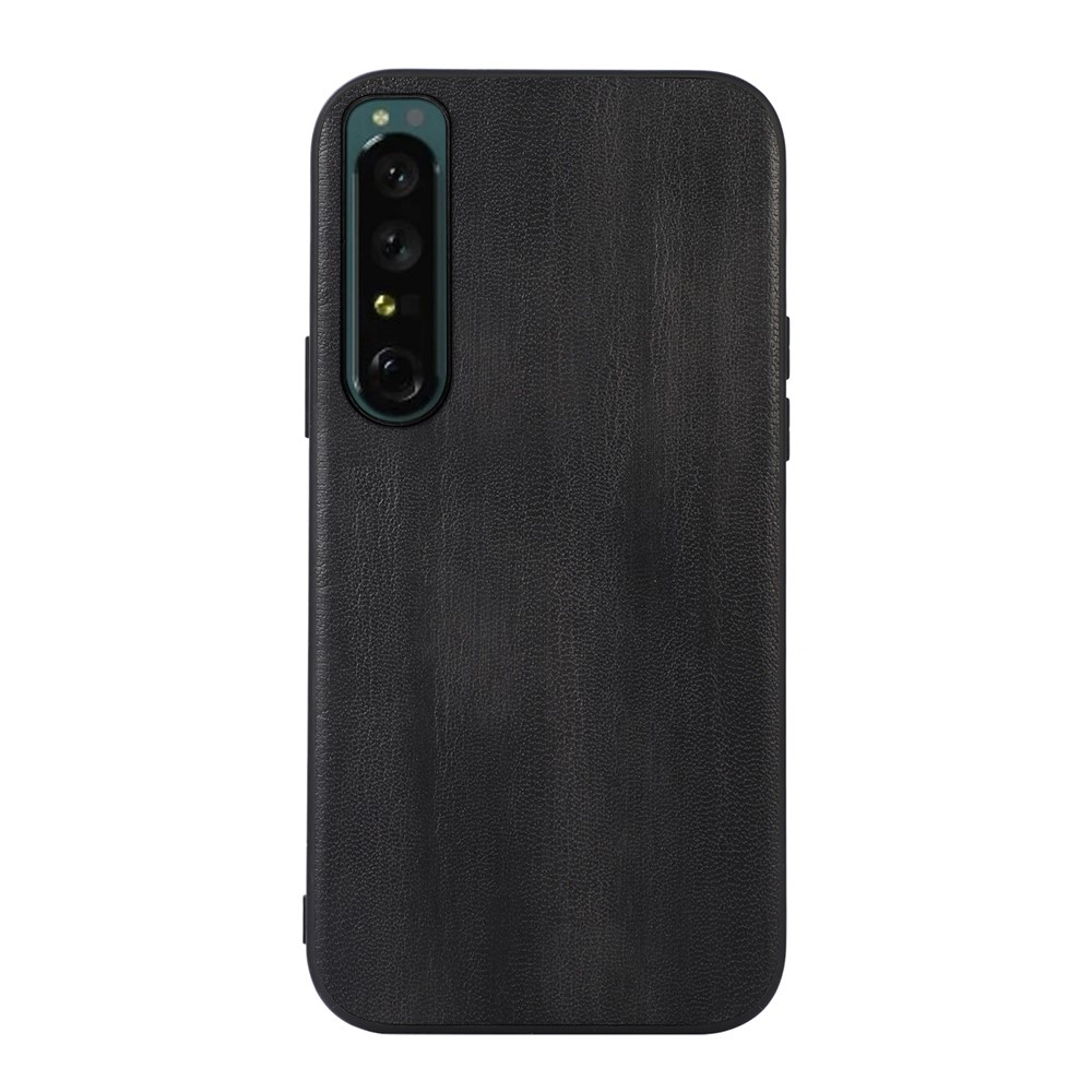 For Sony Xperia 1 IV Textured PU Leather Coated Anti-Fingerprint Slim Hybrid Case Phone Cover - Black-1