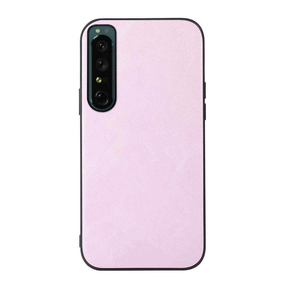 Textured PU Leather Coated Hybrid Case for Sony Xperia 1 IV Anti-Scratch TPU + PC Bottom Phone Back Cover - Pink-1