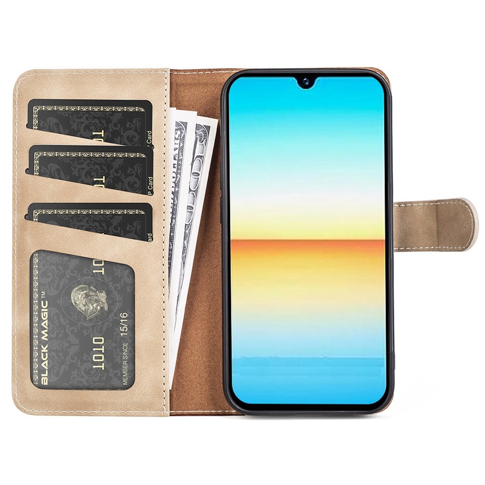 For Sony Xperia Ace III Splicing Design PU Leather Anti-scratch Wallet Phone Case with Foldable Stand - Yellow-2