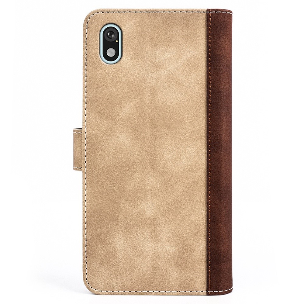 For Sony Xperia Ace III Splicing Design PU Leather Anti-scratch Wallet Phone Case with Foldable Stand - Yellow-7