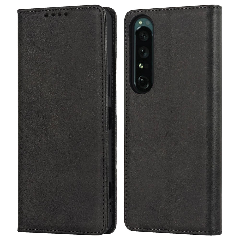For Sony Xperia 1 IV PU Leather Protective Cover Auto-absorbed Wallet Stand Design Phone Case - Black-1