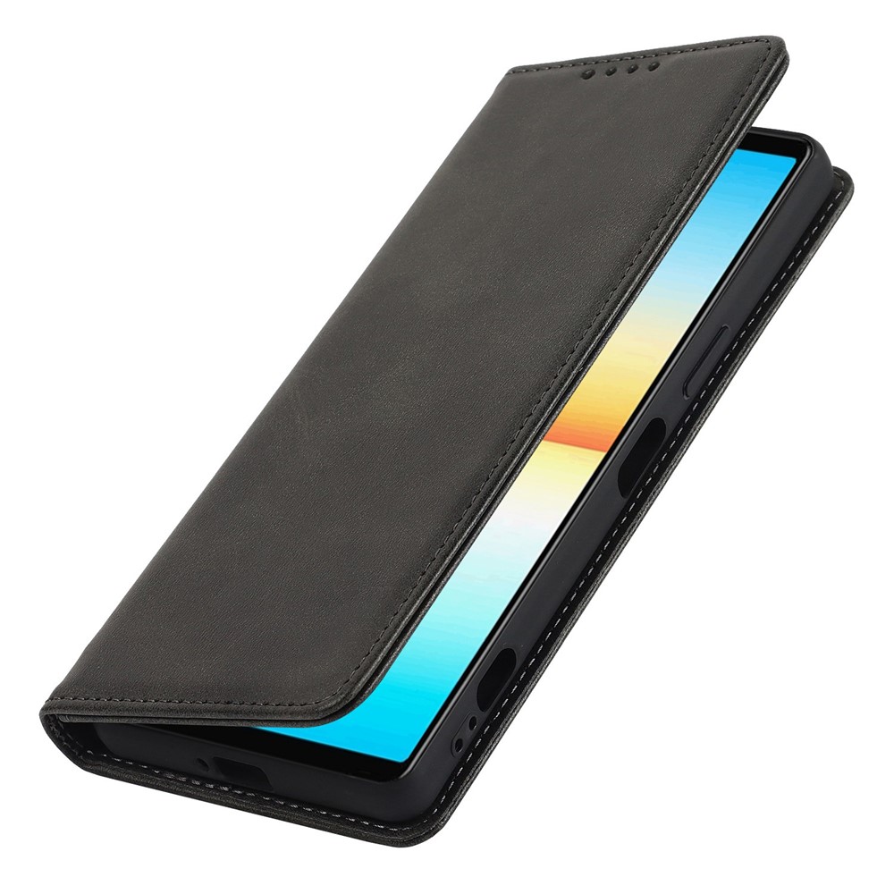 Phone Case for Sony Xperia 10 IV, Magnetic Closure Wallet Stand Cell Phone Covering Shell - Black-5