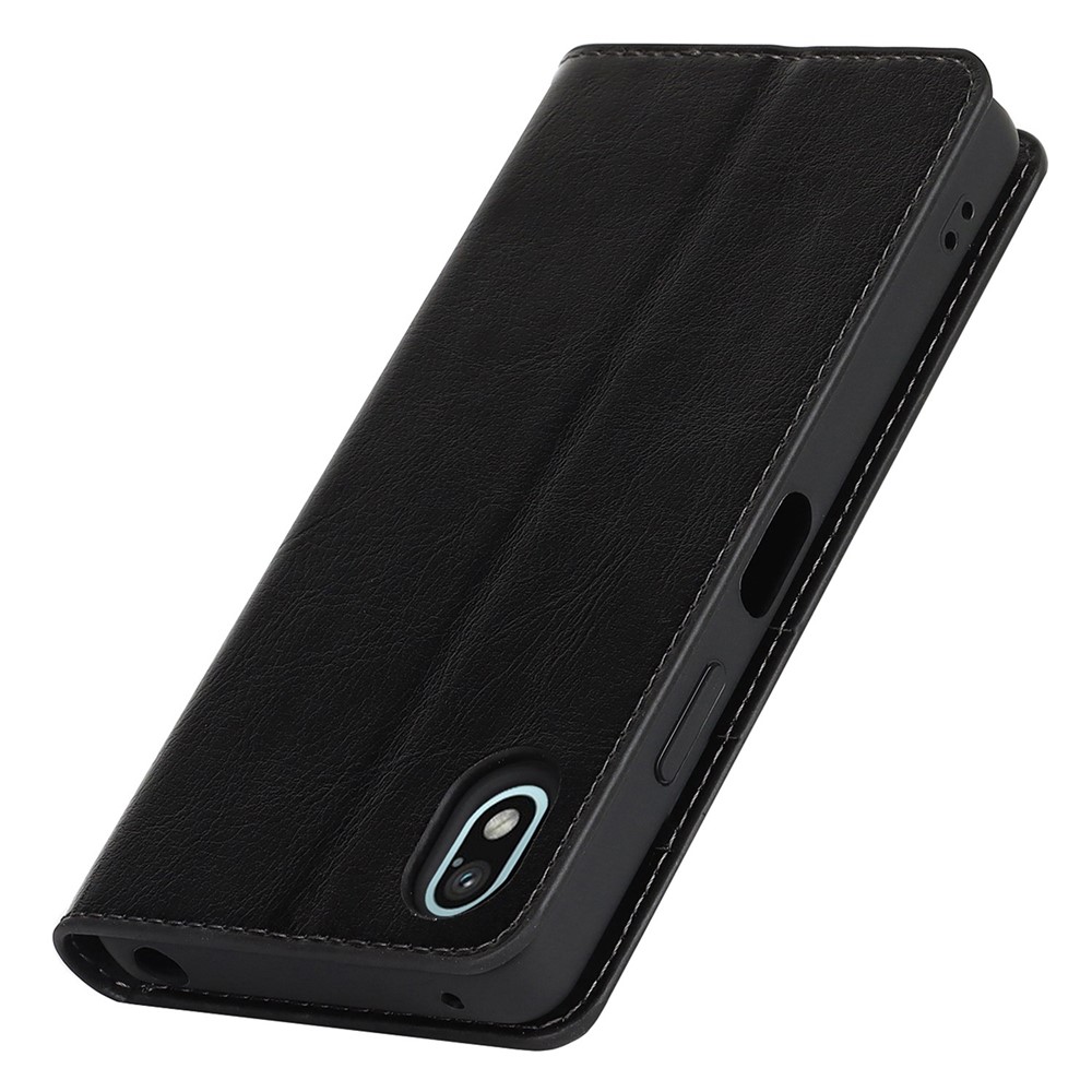 For Sony Xperia Ace III Genuine Leather Phone Case, Anti-scratch Wallet Stand Crazy Horse Texture Shell - Black-6