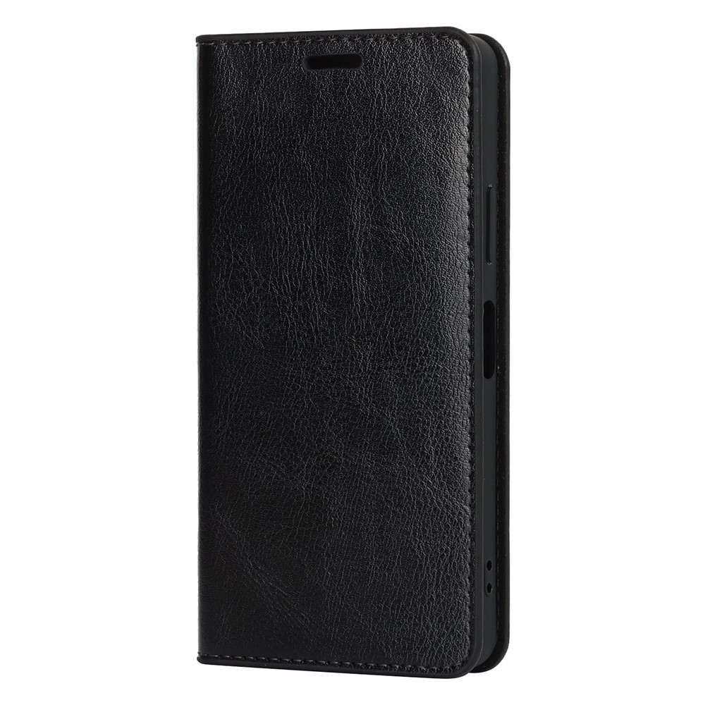 For Sony Xperia Ace III Genuine Leather Phone Case, Anti-scratch Wallet Stand Crazy Horse Texture Shell - Black-7