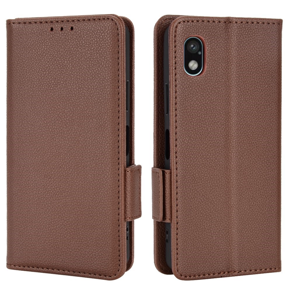 For Sony Xperia Ace III Side Magnetic Clasp Litchi Texture Protective Case Leather Stand Wallet Style Flip Cell Phone Shell - Brown-1