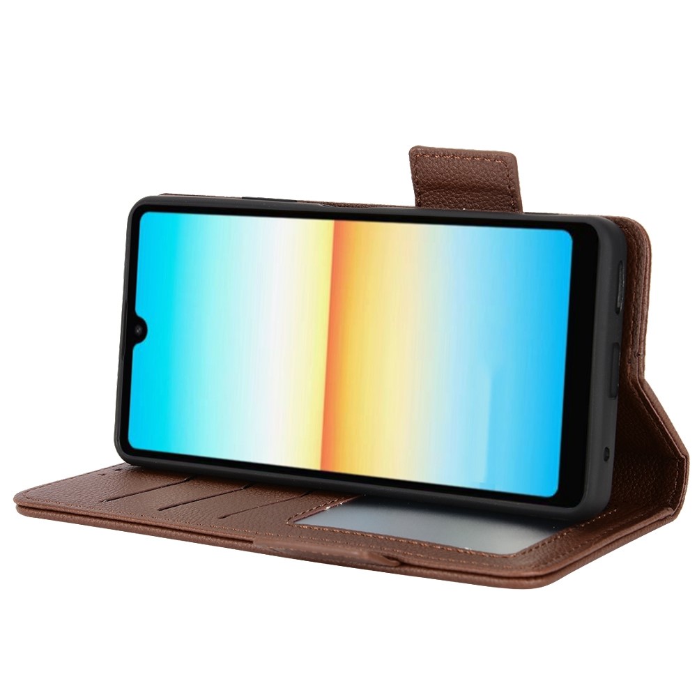 For Sony Xperia Ace III Side Magnetic Clasp Litchi Texture Protective Case Leather Stand Wallet Style Flip Cell Phone Shell - Brown-3