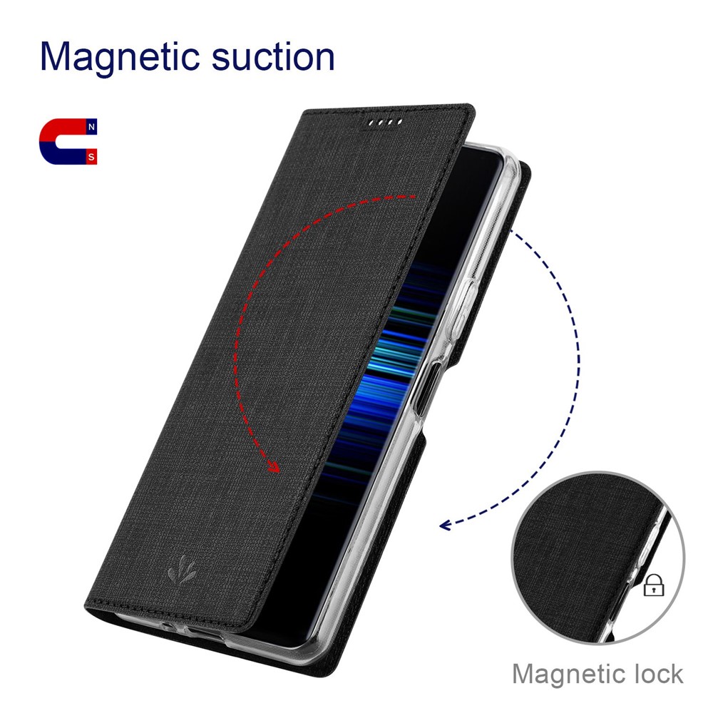 VILI DMX Series for Sony Xperia Ace III PU Leather Card Slot Protective Cover Stand Flip Phone Case - Black-4