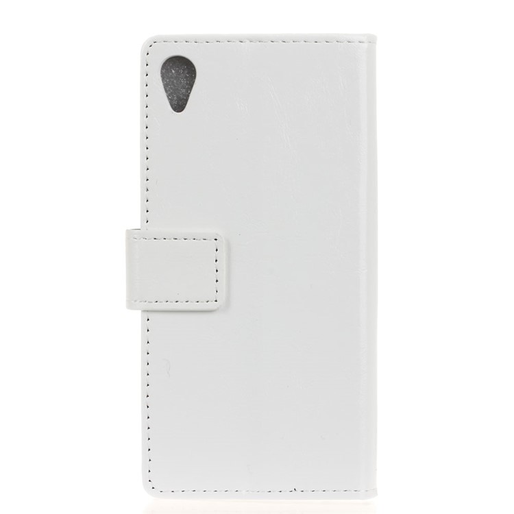 Crazy Horse Wallet Stand Leather Cover for Sony Xperia X - White-2