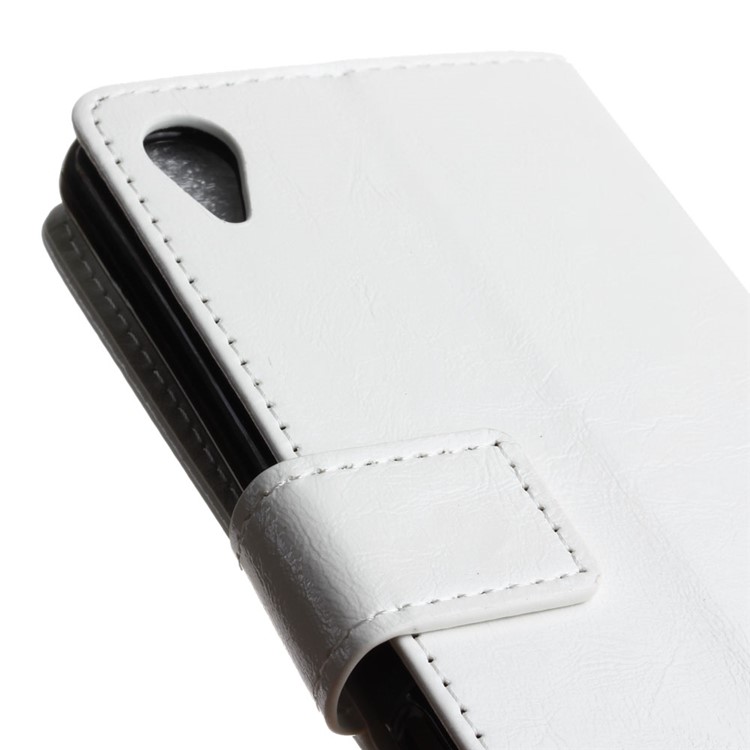 Crazy Horse Wallet Stand Leather Cover for Sony Xperia X - White-3
