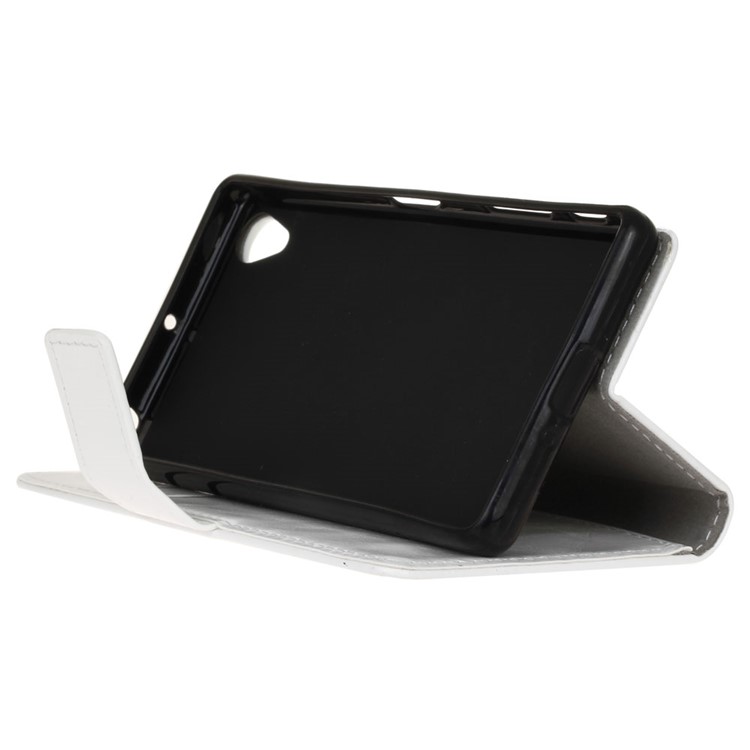 Crazy Horse Wallet Stand Leather Cover for Sony Xperia X - White-4