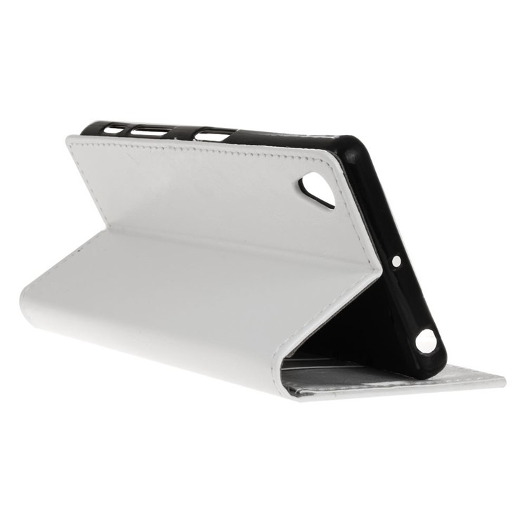 Crazy Horse Wallet Stand Leather Cover for Sony Xperia X - White-5