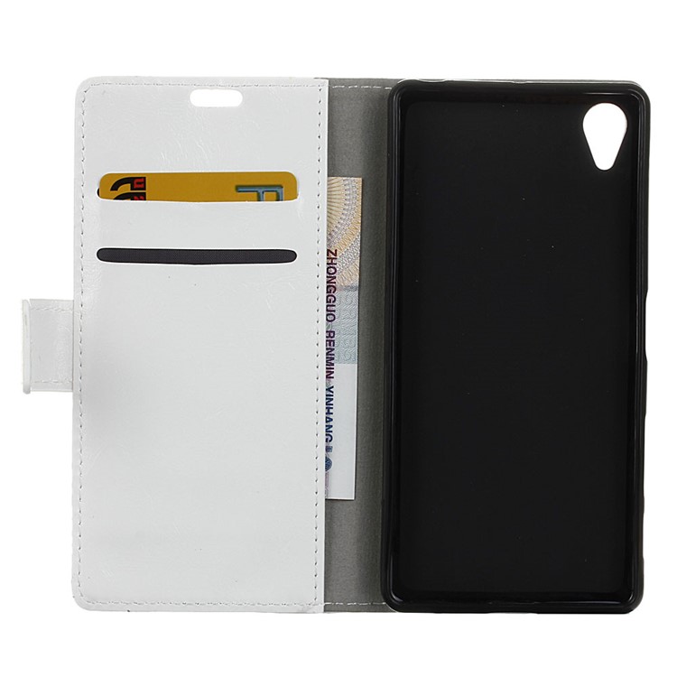 Crazy Horse Wallet Stand Leather Cover for Sony Xperia X - White-6
