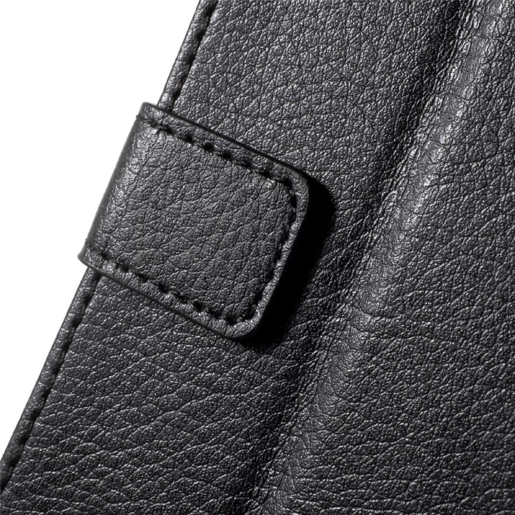 Litchi Skin Leather Wallet Stand Case for Sony Xperia XA / XA Dual - Black-7