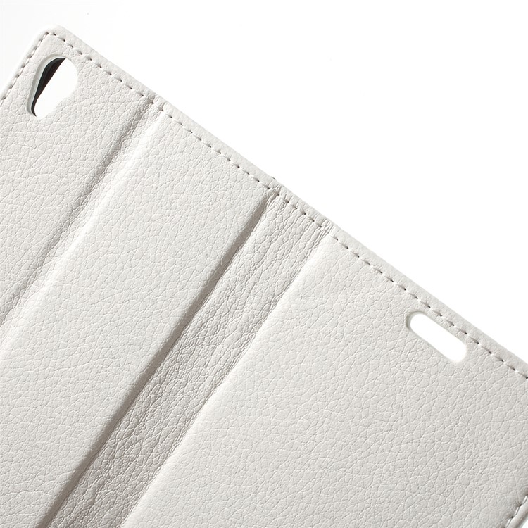 Litchi Skin Leather Wallet Stand Cover for Sony Xperia XA / XA Dual - White-5