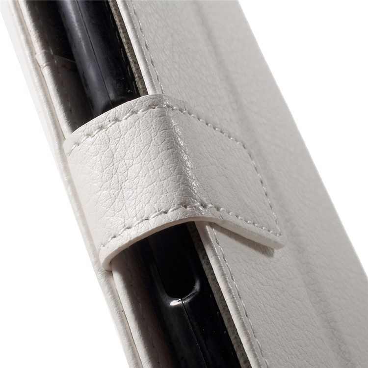 Litchi Skin Leather Wallet Stand Cover for Sony Xperia XA / XA Dual - White-6