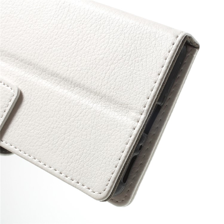 Litchi Skin Leather Wallet Stand Cover for Sony Xperia XA / XA Dual - White-7