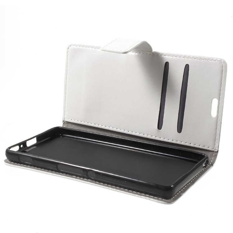 Crazy Horse Leather Wallet Stand Cover for Sony Xperia XA / XA Dual - White-7