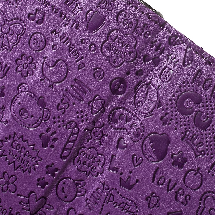 Cartoon Graffiti Leather Wallet Phone Cover for Sony Xperia XA/Dual - Purple-6