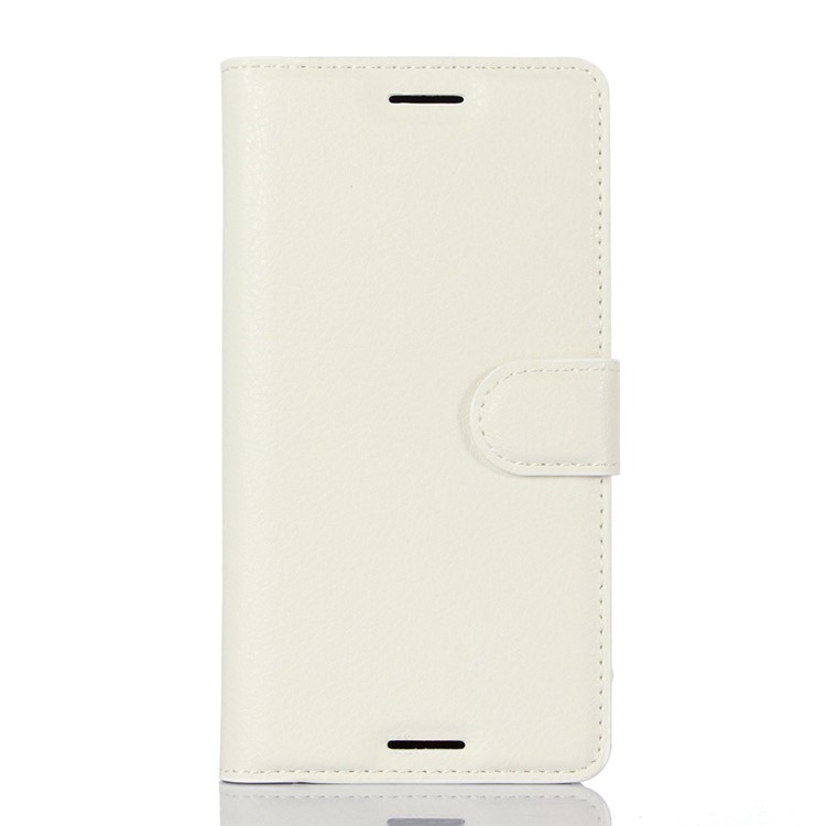 Couverture De Portefeuille En Cuir De Peau De Litchi Pour Sony Xperia X Performance - Blanc-1