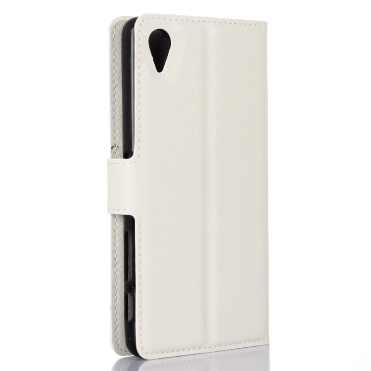 Couverture De Portefeuille En Cuir De Peau De Litchi Pour Sony Xperia X Performance - Blanc-2