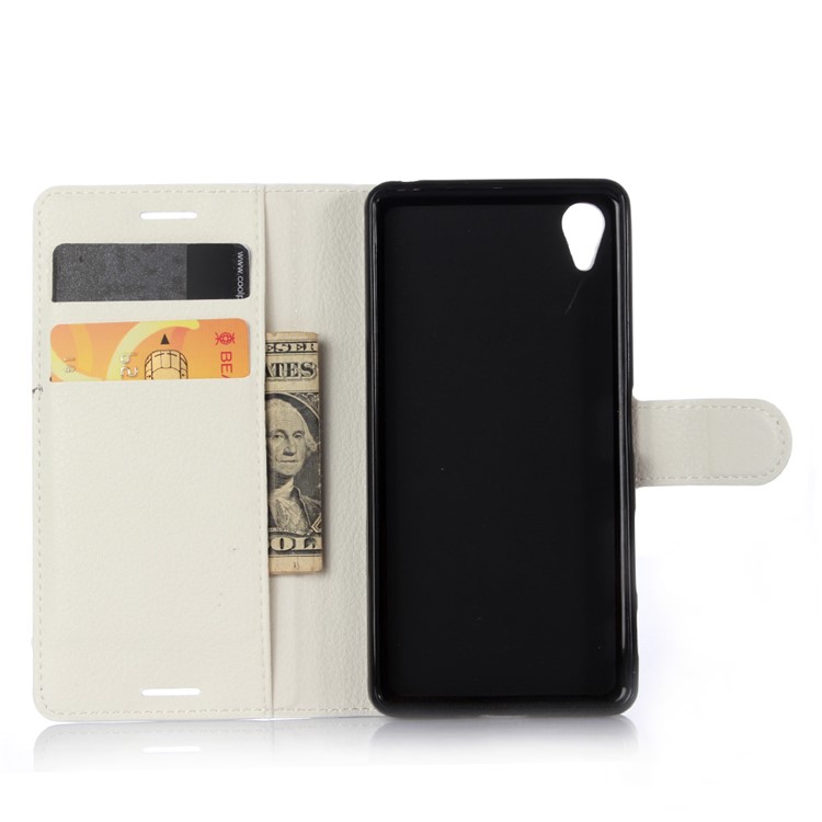 Couverture De Portefeuille En Cuir De Peau De Litchi Pour Sony Xperia X Performance - Blanc-4
