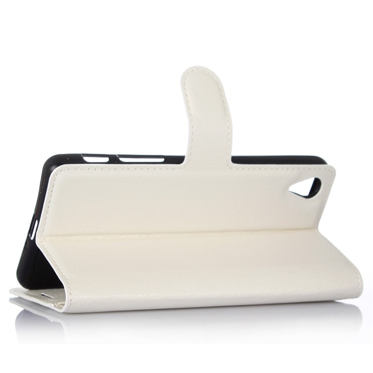 Couverture De Portefeuille En Cuir De Peau De Litchi Pour Sony Xperia X Performance - Blanc-5