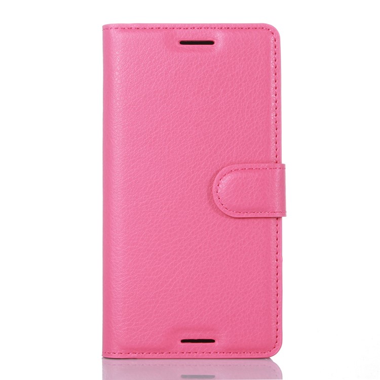 Lychee Skin PU Leather Wallet Case for Sony Xperia X Performance - Rose-1