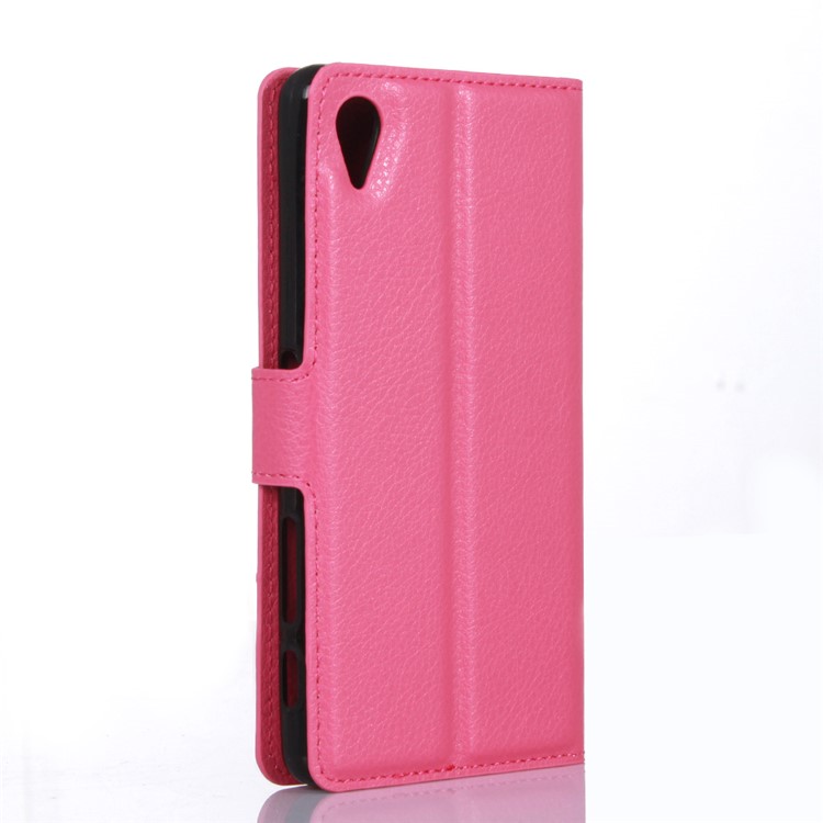 Lychee Skin PU Leather Wallet Case for Sony Xperia X Performance - Rose-2