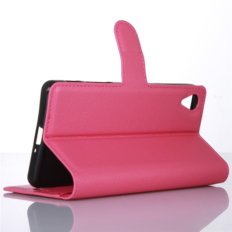 Lychee Skin PU Leather Wallet Case for Sony Xperia X Performance - Rose-5