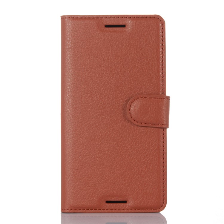 Lychee Skin Leather Protective Case for Sony Xperia X Performance - Brown-1