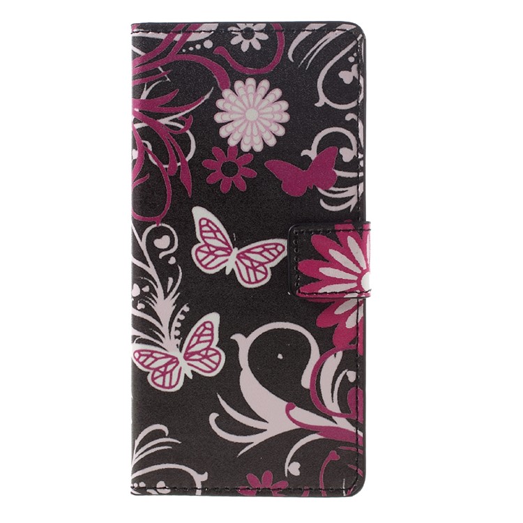Leather Wallet Case Flip Cover for Sony Xperia XA / XA Dual - Floral Butterfly-3