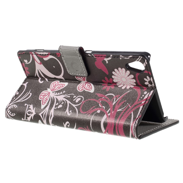 Leather Wallet Case Flip Cover for Sony Xperia XA / XA Dual - Floral Butterfly-5