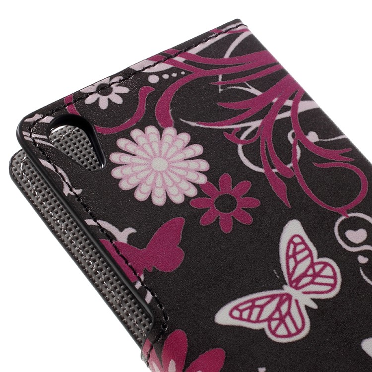 Leather Wallet Case Flip Cover for Sony Xperia XA / XA Dual - Floral Butterfly-8