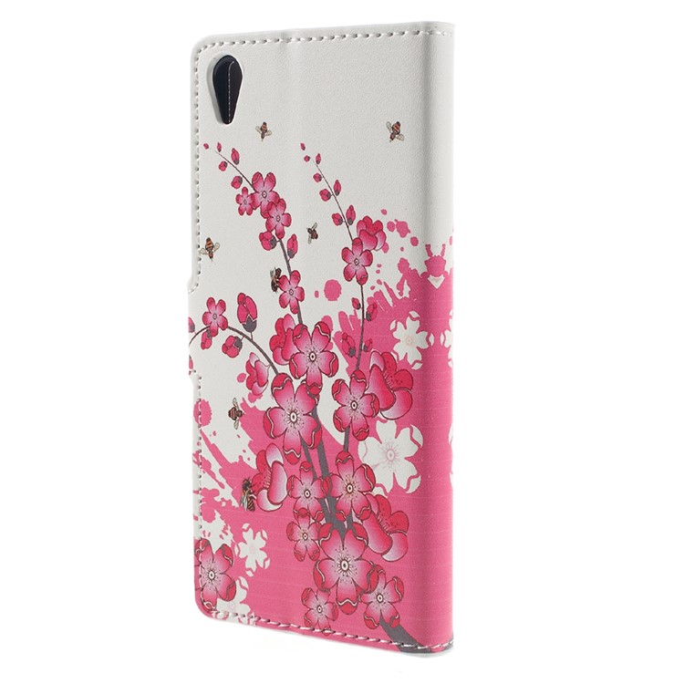 Leather Cover with Card Slots for Sony Xperia XA / XA Dual - Plum Blossom-2