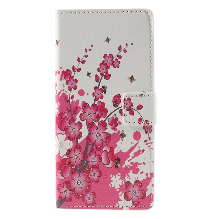 Leather Cover with Card Slots for Sony Xperia XA / XA Dual - Plum Blossom-3