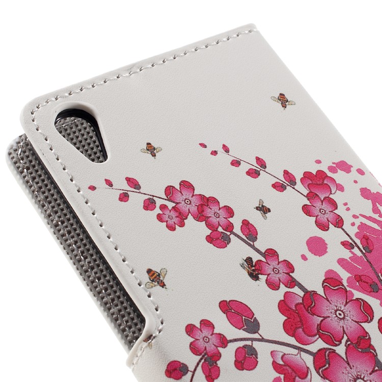 Leather Cover with Card Slots for Sony Xperia XA / XA Dual - Plum Blossom-8