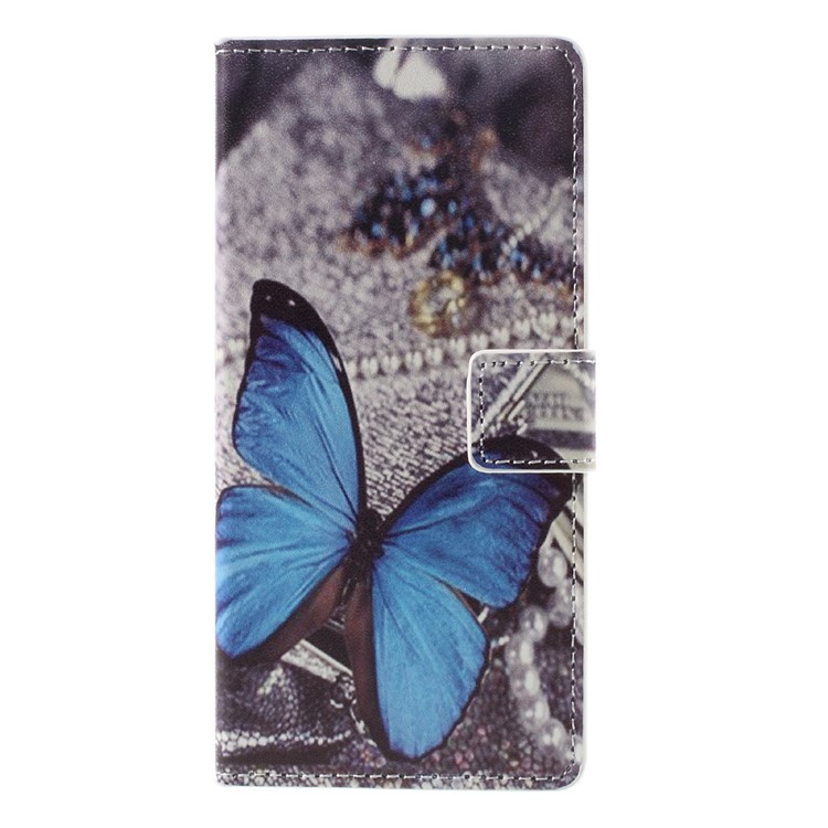 Leather Case with Wallet Slots for Sony Xperia XA / XA Dual - Blue Butterfly-3