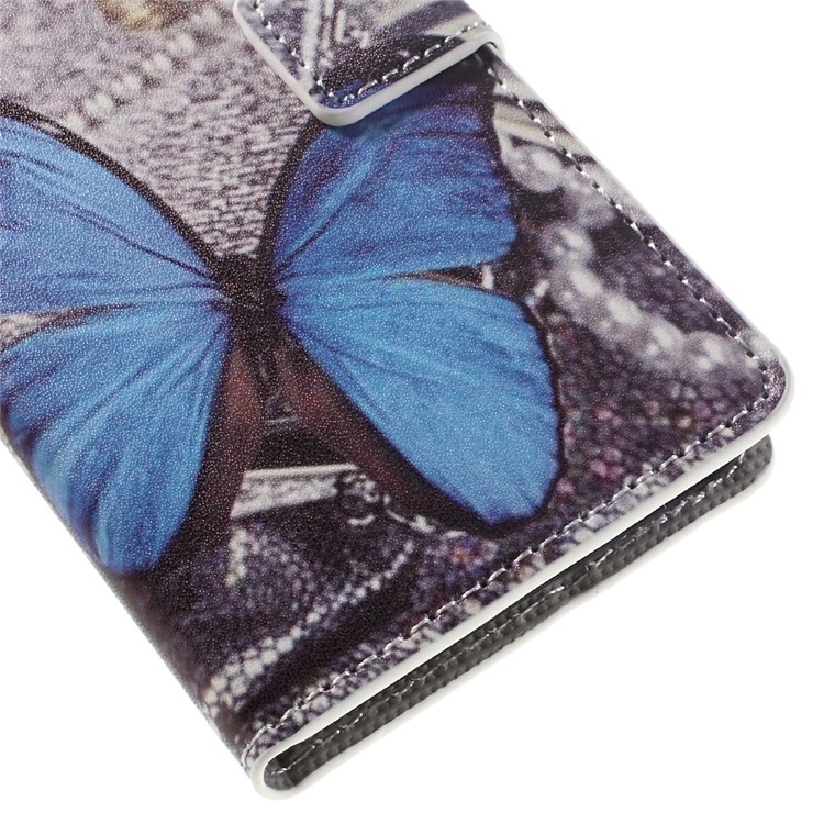 Leather Case with Wallet Slots for Sony Xperia XA / XA Dual - Blue Butterfly-8