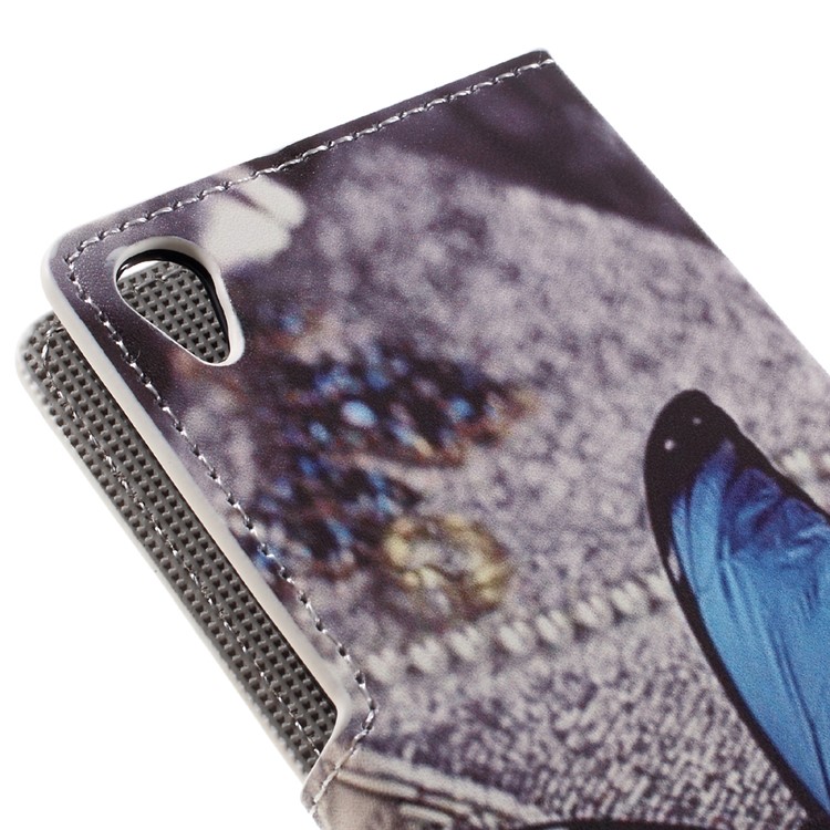 Leather Case with Wallet Slots for Sony Xperia XA / XA Dual - Blue Butterfly-9
