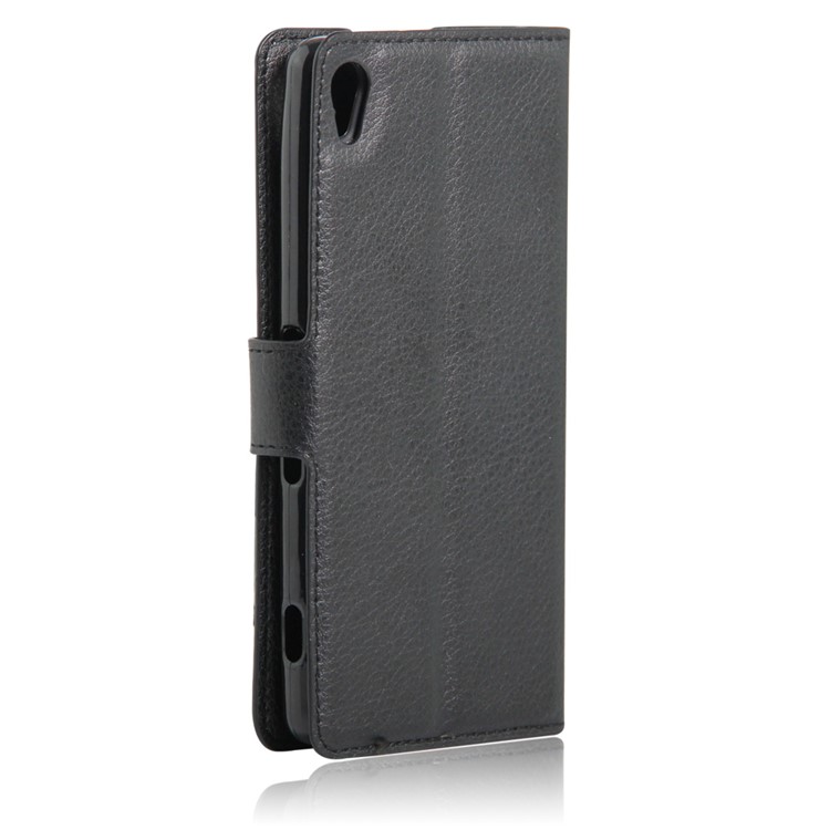 Litchi Skin Leather Wallet Case for Sony Xperia XA / XA Dual - Black-2