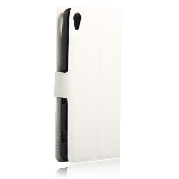 Litchi Skin Leather Wallet Cover for Sony Xperia XA / XA Dual - White-2