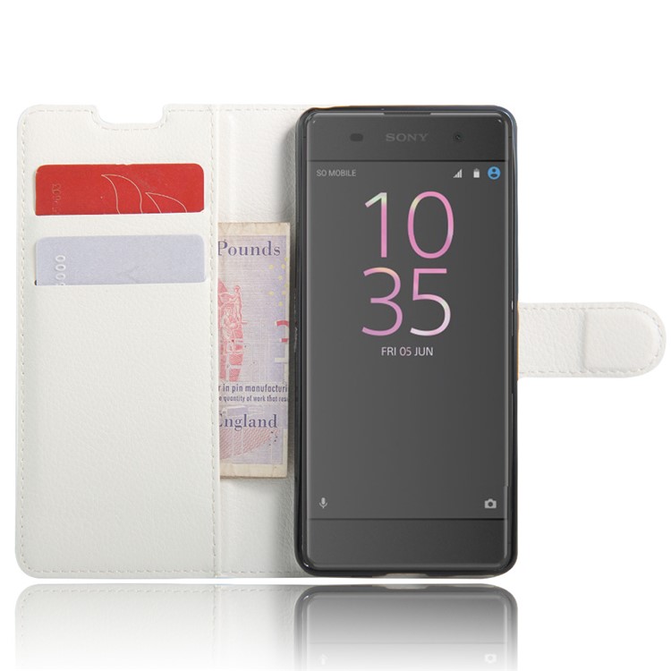 Litchi Skin Leather Wallet Cover for Sony Xperia XA / XA Dual - White-4
