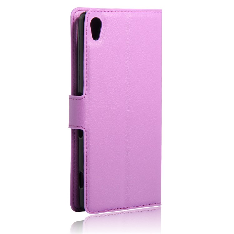Litchi Skin Leather Card Holder Cover for Sony Xperia XA / XA Dual - Purple-2
