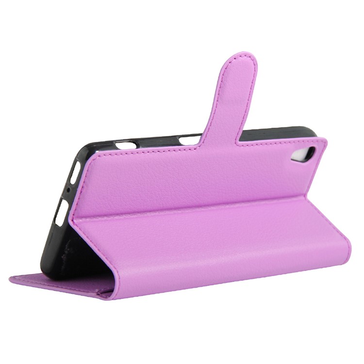 Litchi Skin Leather Card Holder Cover for Sony Xperia XA / XA Dual - Purple-5