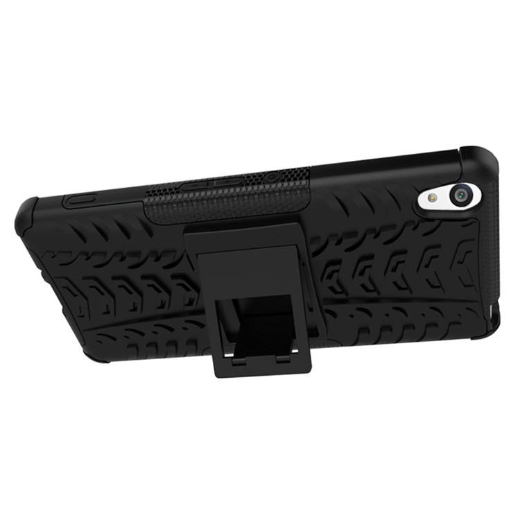 Two Pieces Anti-slip PC + TPU Hybrid Case with Kickstand for Sony Xperia XA / XA Dual - Black-11