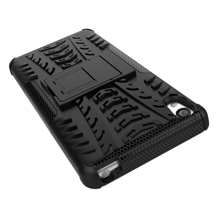 Two Pieces Anti-slip PC + TPU Hybrid Case with Kickstand for Sony Xperia XA / XA Dual - Black-12