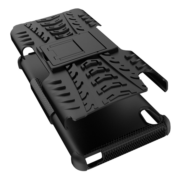 Two Pieces Anti-slip PC + TPU Hybrid Case with Kickstand for Sony Xperia XA / XA Dual - Black-13