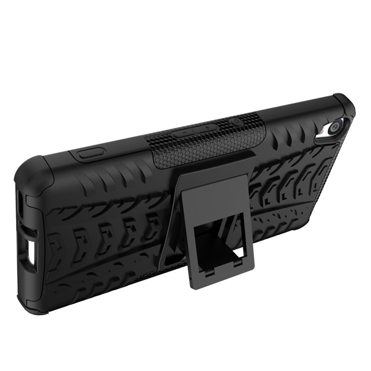 Two Pieces Anti-slip PC + TPU Hybrid Case with Kickstand for Sony Xperia XA / XA Dual - Black-4