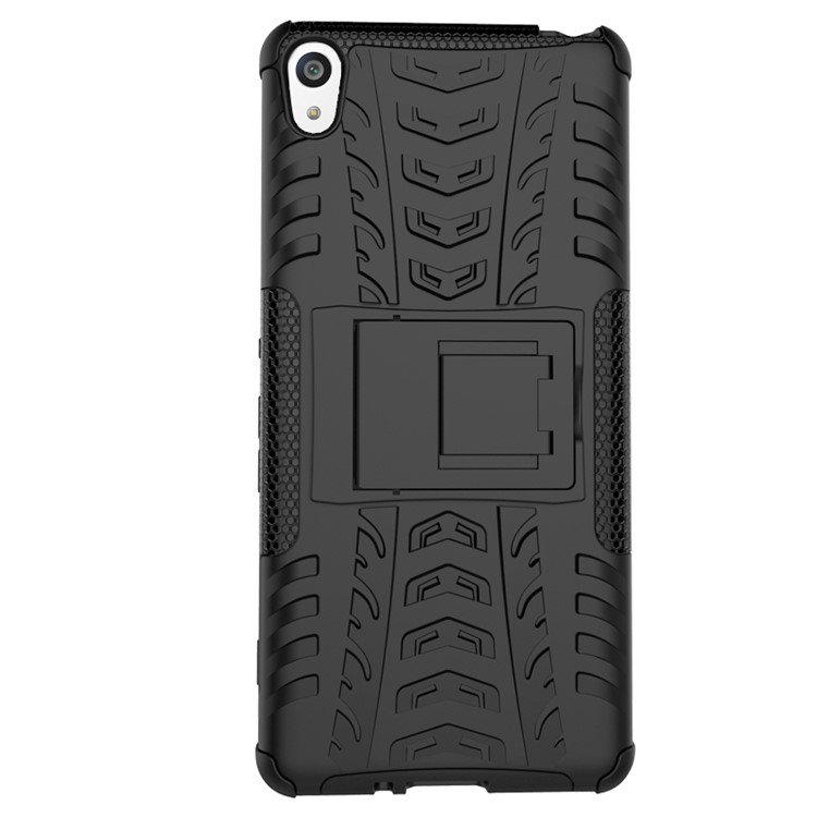 Two Pieces Anti-slip PC + TPU Hybrid Case with Kickstand for Sony Xperia XA / XA Dual - Black-5