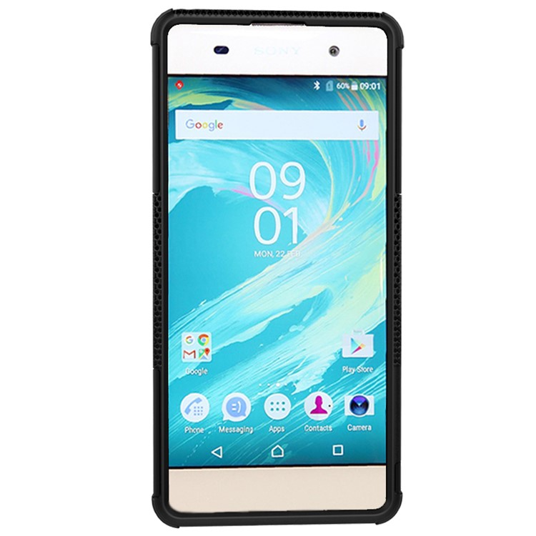 Two Pieces Anti-slip PC + TPU Hybrid Case with Kickstand for Sony Xperia XA / XA Dual - Black-8